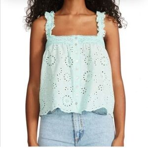 Steve Madden Green Ruffled Sleeveless Tank Top